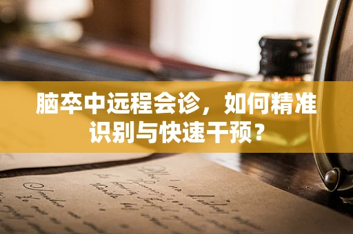 脑卒中远程会诊，如何精准识别与快速干预？